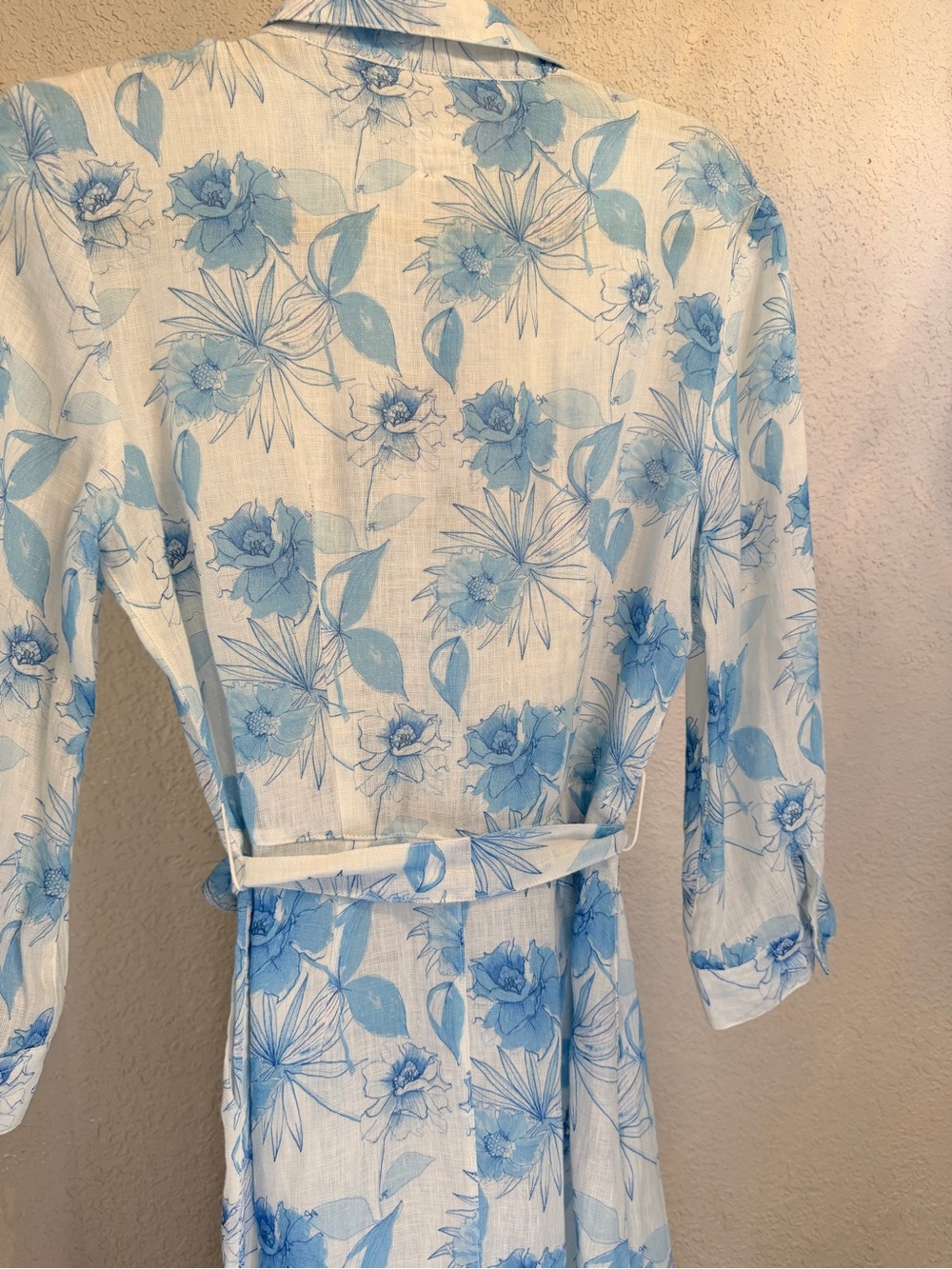 🆕120% Lino Floral Linen Belted Shirtdress - Picture 11 of 15
